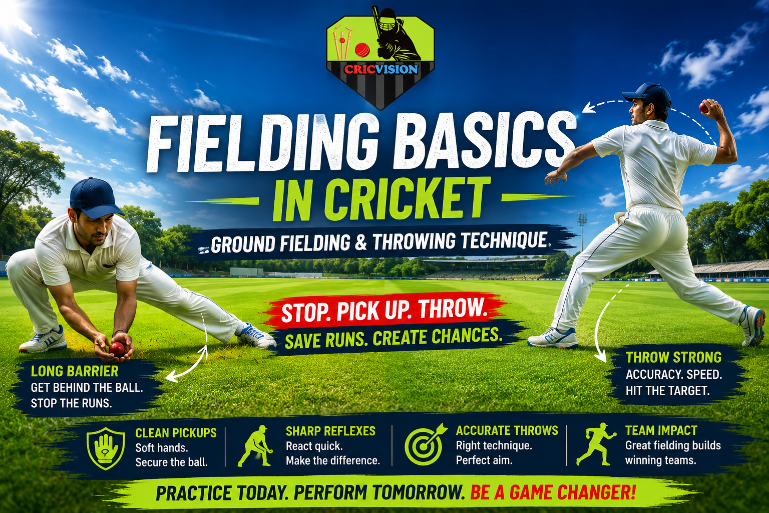 Fielding Basics in Cricket: Ground Fielding & Throwing Technique Explained