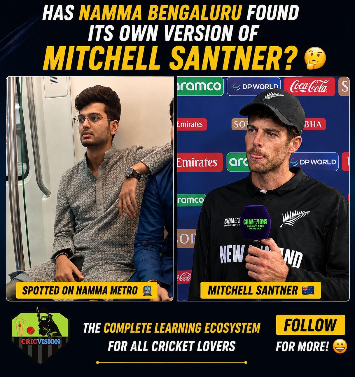 Has Namma Bengaluru Found Mitchell Santner’s Doppelgänger? See For Yourself