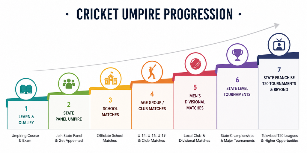 cricket umpire progression
